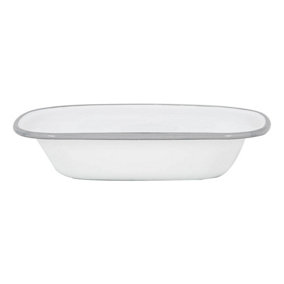 Argon Tableware - White Enamel Pie Dish - 20cm - Grey