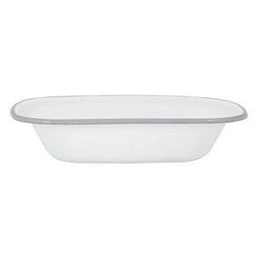 Argon Tableware - White Enamel Pie Dish - 25.5cm - Grey