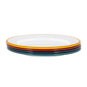 Argon Tableware - White Enamel Side Plates - 20cm - 4 Colours