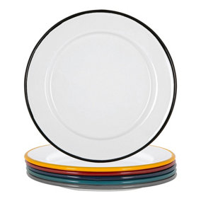 Argon Tableware - White Enamel Side Plates - 20cm - 6 Colours