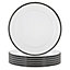 Argon Tableware - White Enamel Side Plates - 20cm - Black - Pack of 6