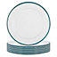 Argon Tableware - White Enamel Side Plates - 20cm - Green - Pack of 12