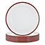 Argon Tableware - White Enamel Side Plates - 20cm - Red - Pack of 12