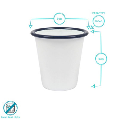Argon Tableware White Enamel Tumbler - 300ml - Blue - 3