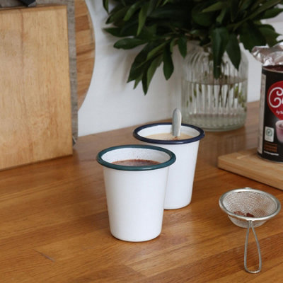 Argon Tableware White Enamel Tumbler - 300ml - Blue - 7