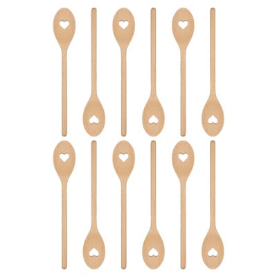 Argon Tableware Wooden Heart Cooking Spoons - 30cm - Pack of 12