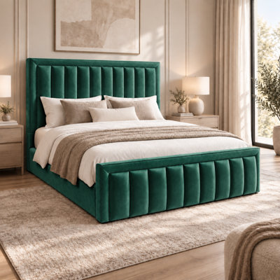 Aria Bumper Plush Velvet Ottoman Sleigh Bed - 4ft Small Double ...