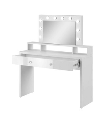 Aria Contemporary Dressing Table 1 Drawer Mirror with LED White (H)1360mm (W)1200mm (D)400mm