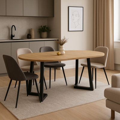 ARIAN Modern Extendable Dining Table 100-180x100 cm Stylish Stone Oak ...