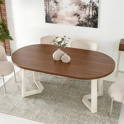 ARIAN Modern Extendable Dining Table 100-180x100 cm Stylish Walnut and ...