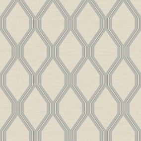 Ariana Geometric Wallpaper Ivory / Silver Debona 2487