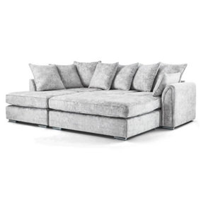 Ariana L Shape Left Hand Corner Chaise 3 Seater Fabric Sofa  With Footstool