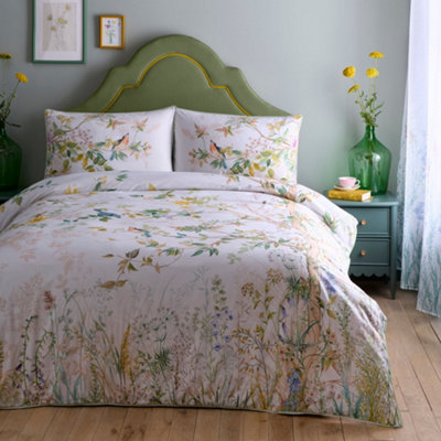 Arianna 100% Cotton Natural Country Garden Print Duvet Cover Set