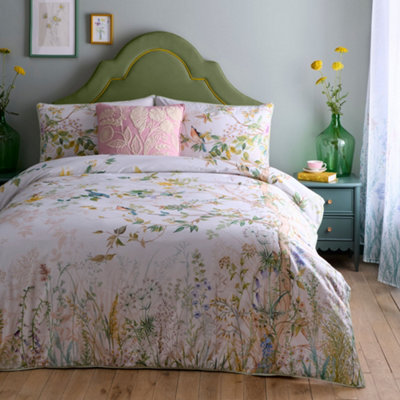 Arianna 100% Cotton Natural Country Garden Print Duvet Cover Set