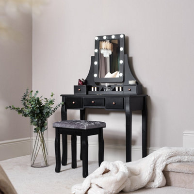 Arianna Deluxe Black Dressing Table with Hollywood Mirror Lights DIY