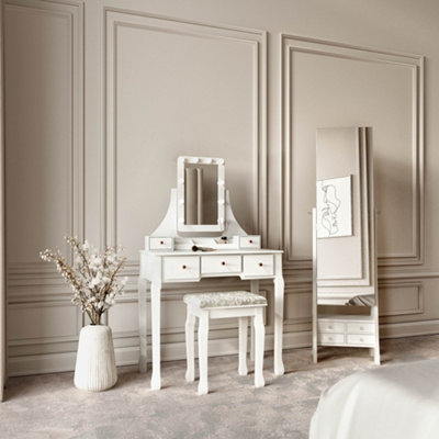 Arianna x Nikita White Hollywood Mirror Dressing Table and Mirror Jewellery Cabinet Set