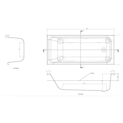 Arica White Super-Strong Acrylic Single Ended Straight Bath (L)1600mm (W)700mm