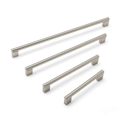 Aries Kitchen Cabinets Bar Handle, 144mm Centres, Brushed Nickel, Pack of 2