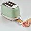 Ariete 0155/14 Vintage Retro 2 Slice Toaster, Defrost & Reheat, Green