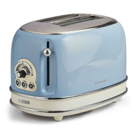 Ariete 0155/15 Vintage Retro 2 Slice Toaster, Defrost & Reheat, Blue