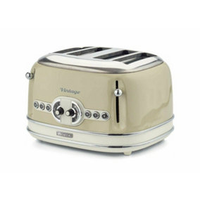 Ariete 0156/03 Vintage Retro 4 Slice Toaster, Defrost & Reheat, Beige