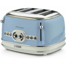 Ariete 0156/05 Vintage Retro 4 Slice Toaster, Defrost & Reheat, Blue