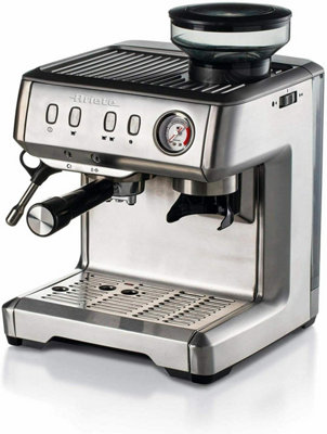 Ariete 1313 Metal Espresso Coffee Machine with Bean Grinder, Stainless