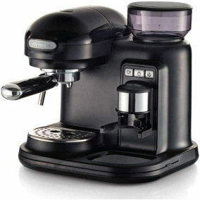Ariete 1318B Moderna Espresso Coffee Machine with Bean Grinder, 15 Bar, Black