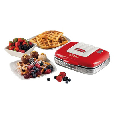 Ariete 1973 Retro Style Waffle Maker, 700W, Red DIY at B&Q