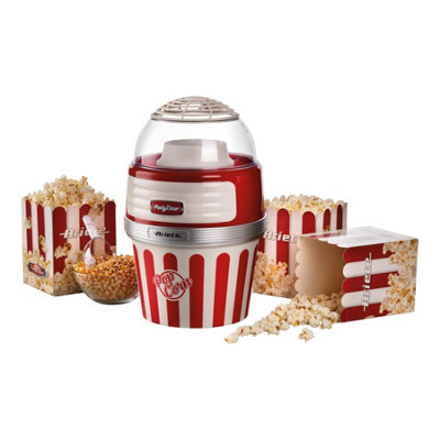 Ariete 2957 Retro Style Popcorn Maker with Serving Bowl, Red