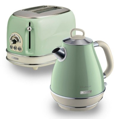Ariete ARPK2 Vintage Retro Jug Kettle 2 Slice Toaster Set Green