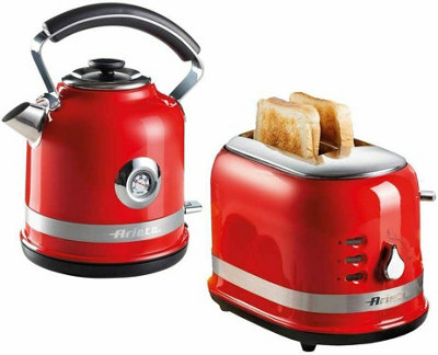 Ariete ARPK30 Moderna Kettle & Toaster Set, 1.7 Litre Kettle, 2 Slice Toaster, Red