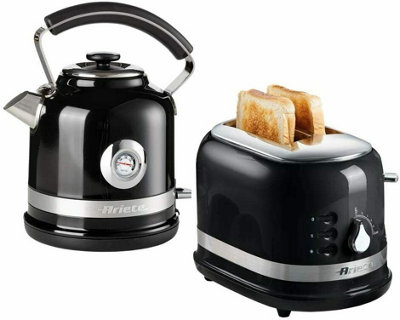 Ariete ARPK31 Moderna Kettle & Toaster Set, 1.7 Litre Kettle, 2 Slice Toaster, Black