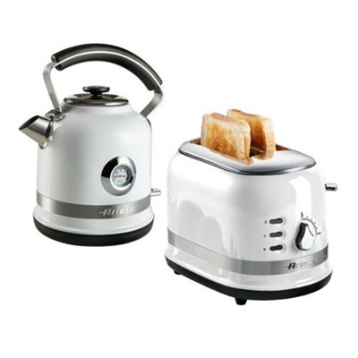 Ariete ARPK32 Moderna Kettle & Toaster Set, 1.7 Litre Kettle, 2 Slice Toaster, White