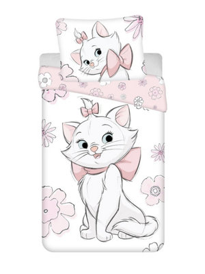 Aristocats Marie Flowers Single Duvet Cover and Pillowcase Set - European Size