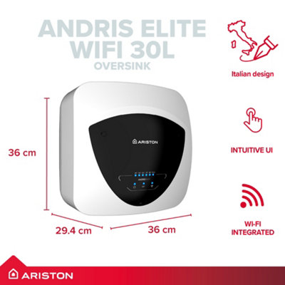Ariston Andris Elite Wifi 30L 2.5kW Oversink Electric Storage Water Heater with Kit White Wall Mounted 4012008