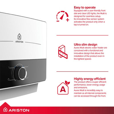 Ariston Aures Multi 9.5kW Electric Instantaneous Water Heater White ...