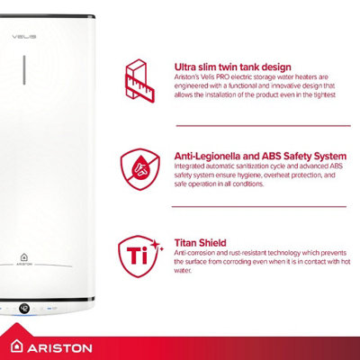 Ariston Velis Pro 45L Electric Storage Water Heater White Wall Mounted 4018074