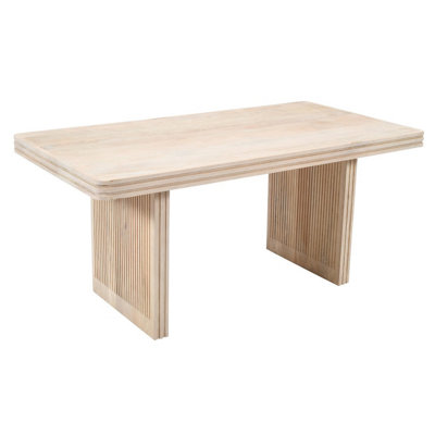 Arizona Natural Mango Wood Dining Table with Fluted Panel Legs, Seats 6