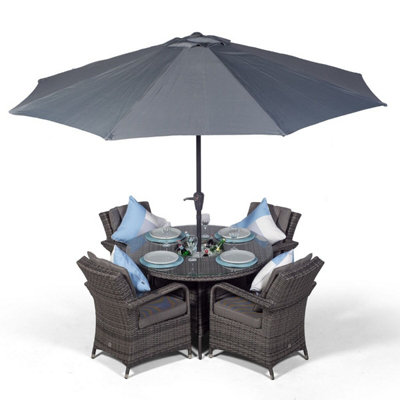 Arizona Round 4 Seater Patio Dining Set with Ice Bucket Drinks Cooler - Grey