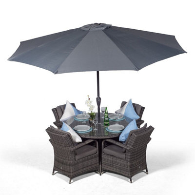 Arizona Round 4 Seater Rattan Patio Dining Set - Grey