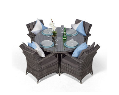 Arizona Round Seater Rattan Patio Dining Set Grey