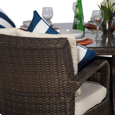 Arizona Round 6 Seater Rattan Patio Dining Set - Brown