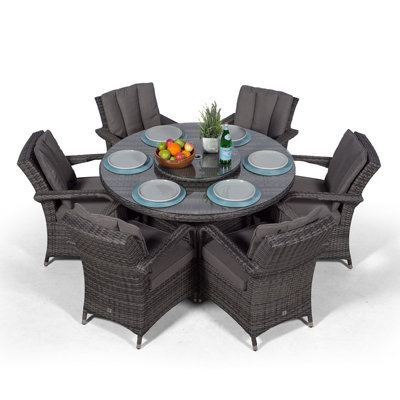 Arizona Round 6 Seater Rattan Patio Dining Set - Grey