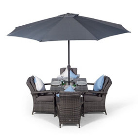 Arizona Square 4 Seater Patio Dining Set with Ice Bucket Drinks Cooler - Grey