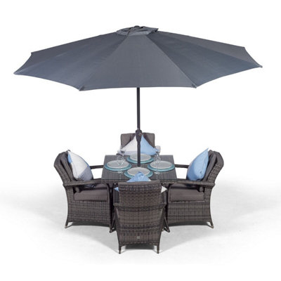 Arizona Square 4 Seater Rattan Patio Dining Set - Grey