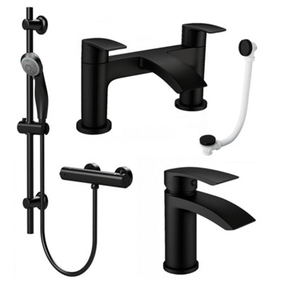 ARKO Basin Mixer Tap, Bath Filler & Handheld shower Set withBath Waste ...