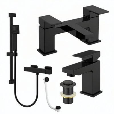 ARKO Basin Mixer Tap, Bath Filler & Handheld shower Set withBath Waste ...