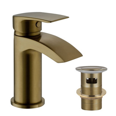 ARKO Basin Mixer Tap, Stylish Bathroom Sink Tap with Smooth Lever Handle, Brass