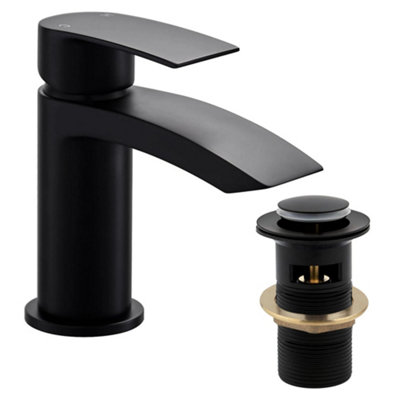 ARKO Basin Mixer Tap, Stylish Bathroom Sink Tap with Smooth Lever Handle, Matte Black